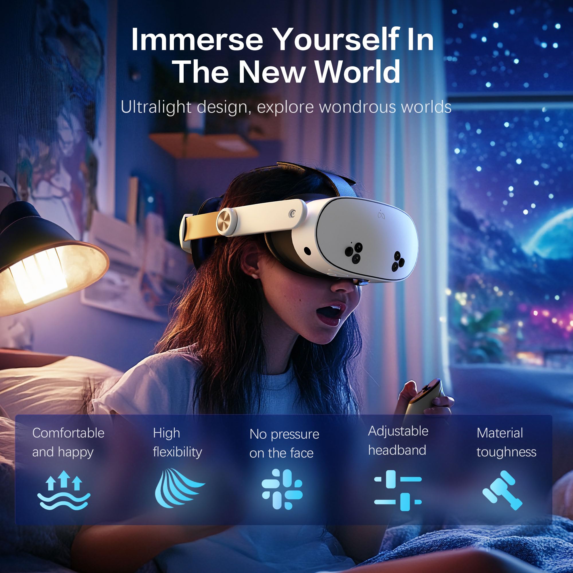 Head Strap For Oculus Meta Quest 3S Quest 3, Fashion Adjustable Comfort Enhanced Support Vr Headset Accessories Strap No Battery